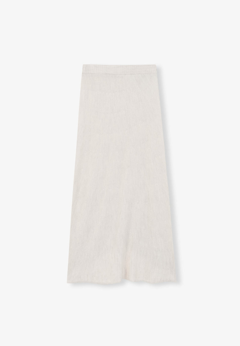 MIDI KNIT SKIRT WITH ASYMMETRIC HEM
