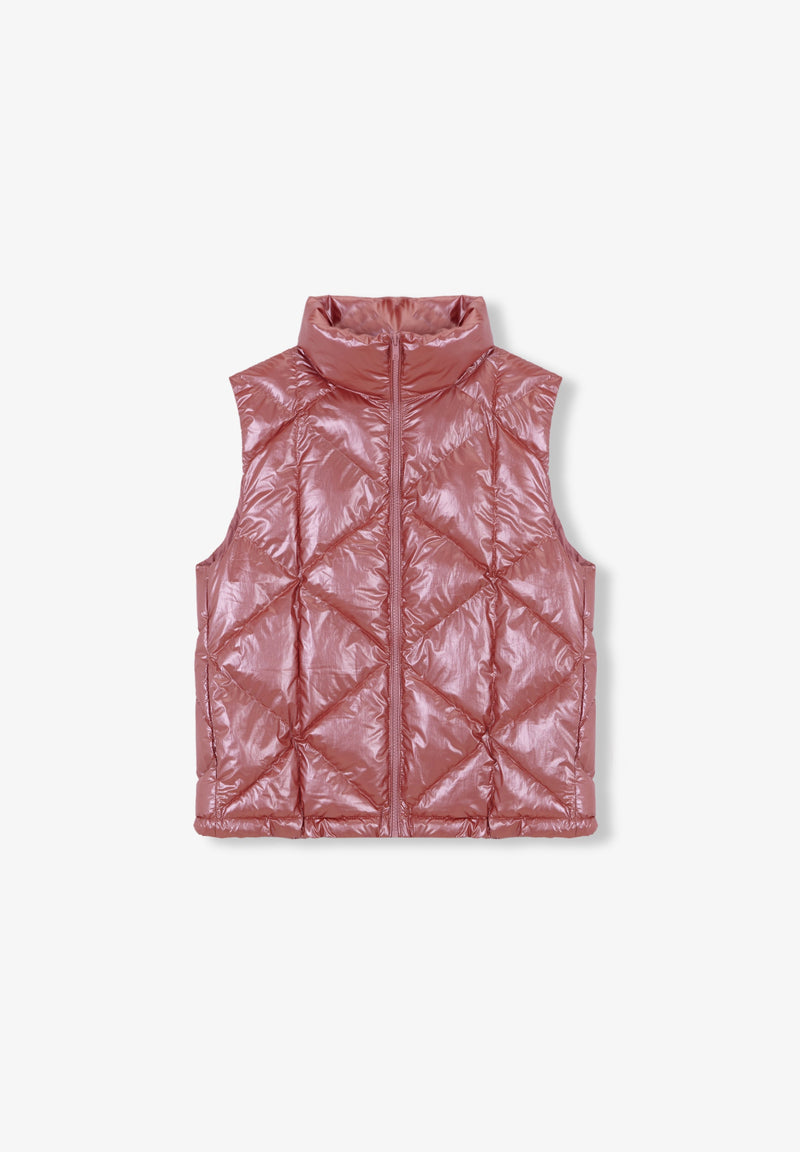 PUFFER VEST WITH HIGH COLLAR
