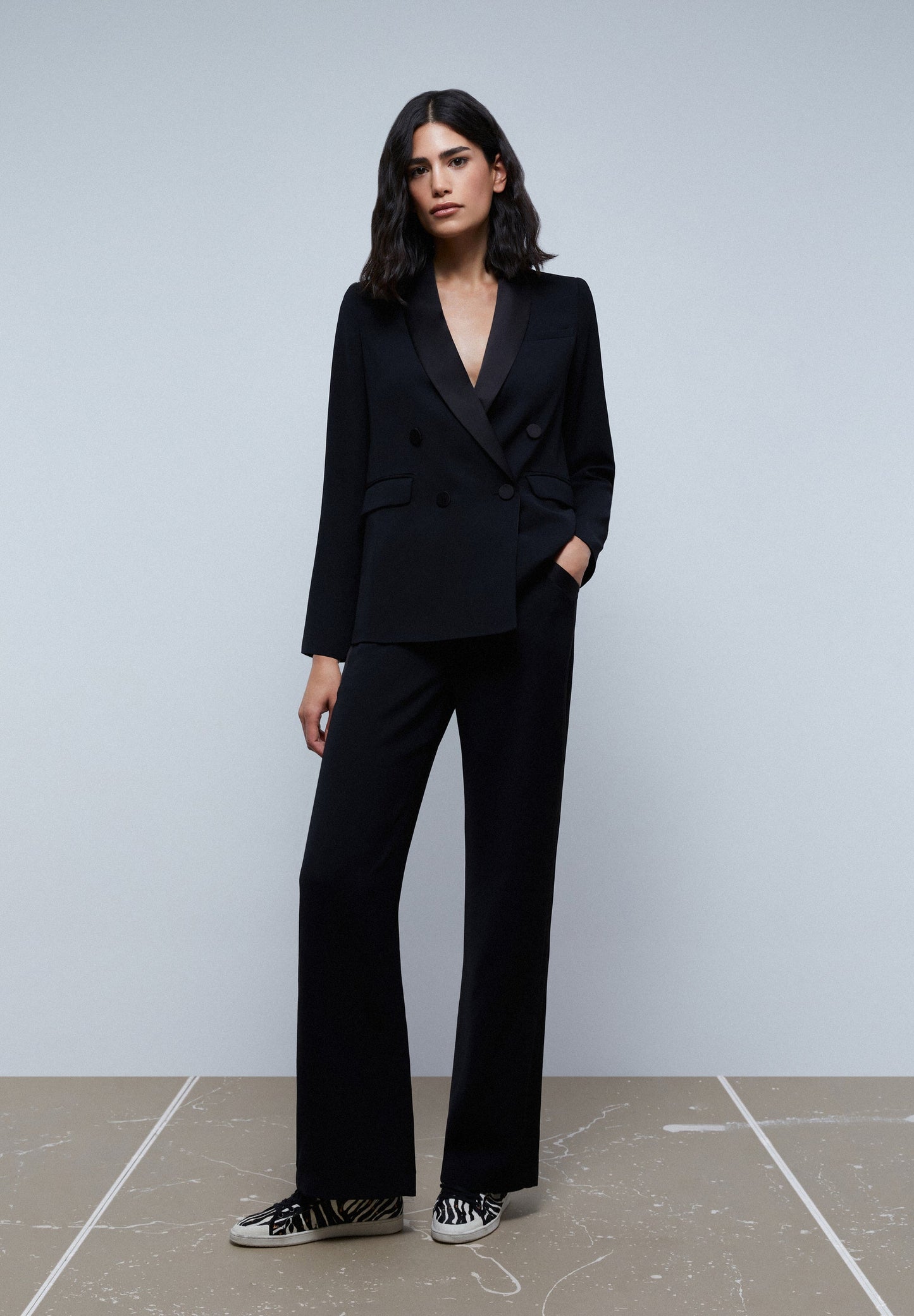 WIDE LEG TUXEDO-STYLE TROUSERS