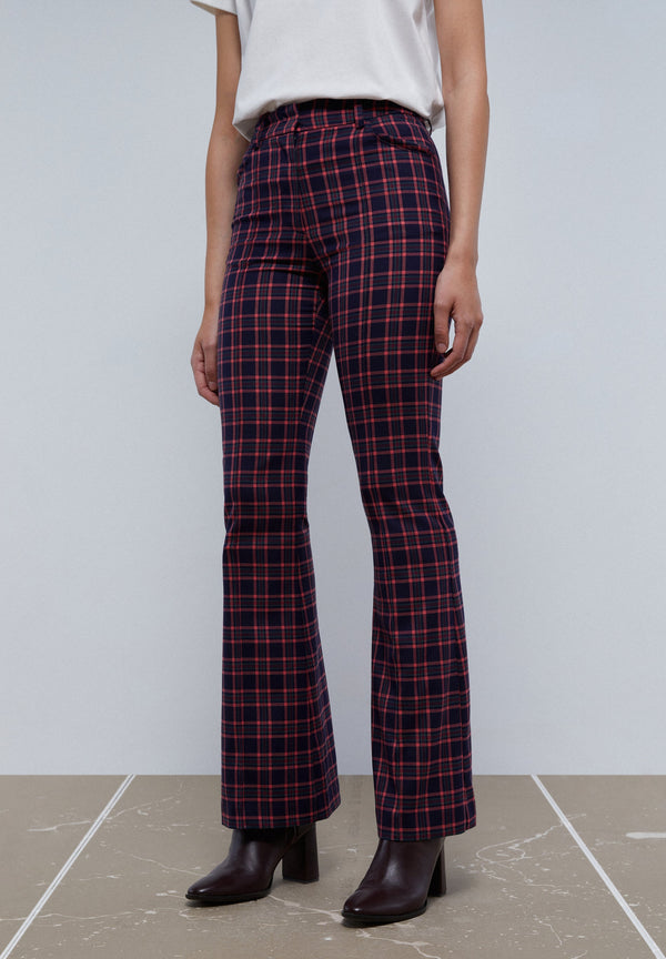 FLARED CHECK TROUSERS