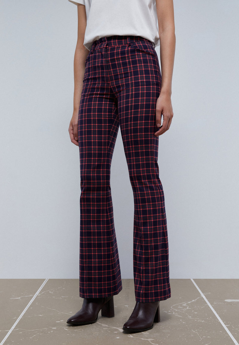 Kick flare plaid hot sale trousers