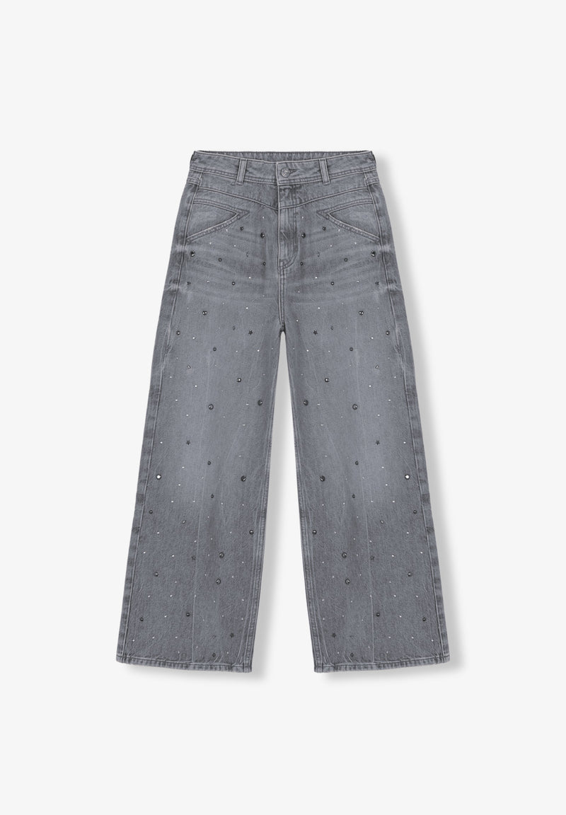 CULOTTE JEANS WITH STUDS