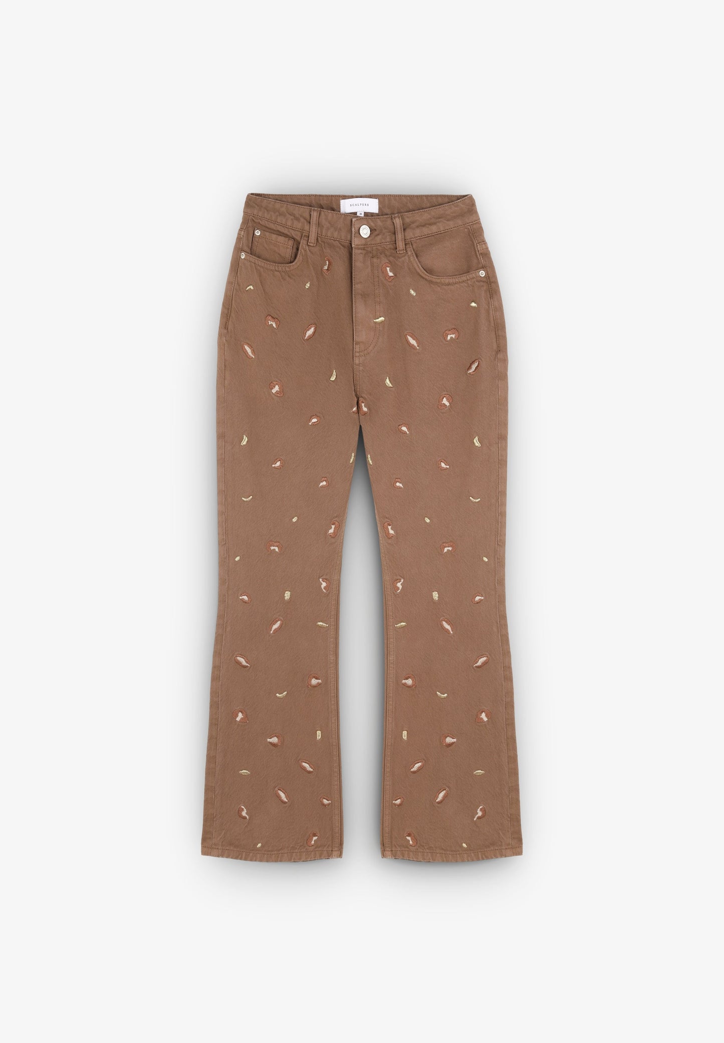 FLARED JEANS WITH EMBROIDERED DETAILS