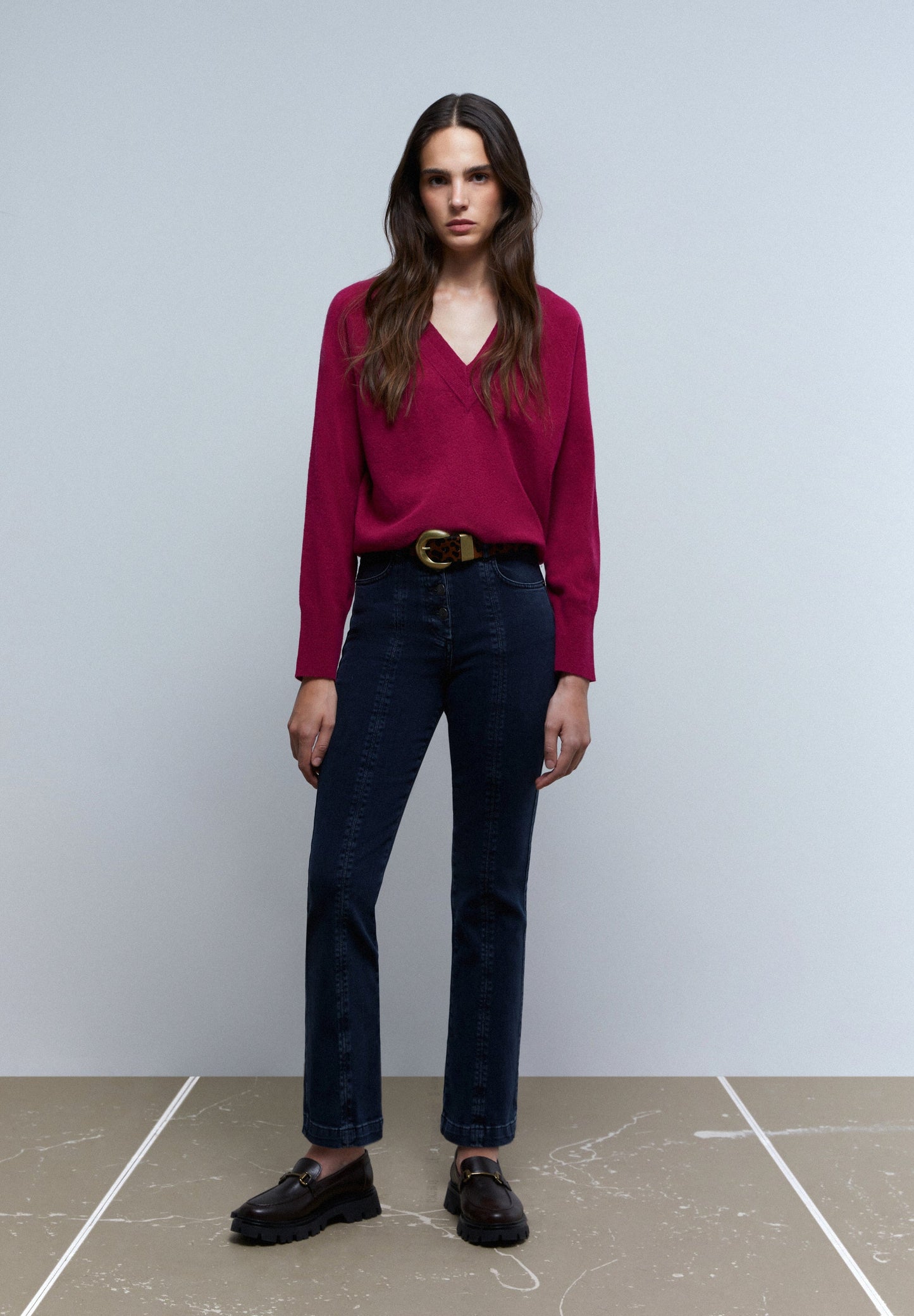 ANKLE FLARED SEAM JEANS