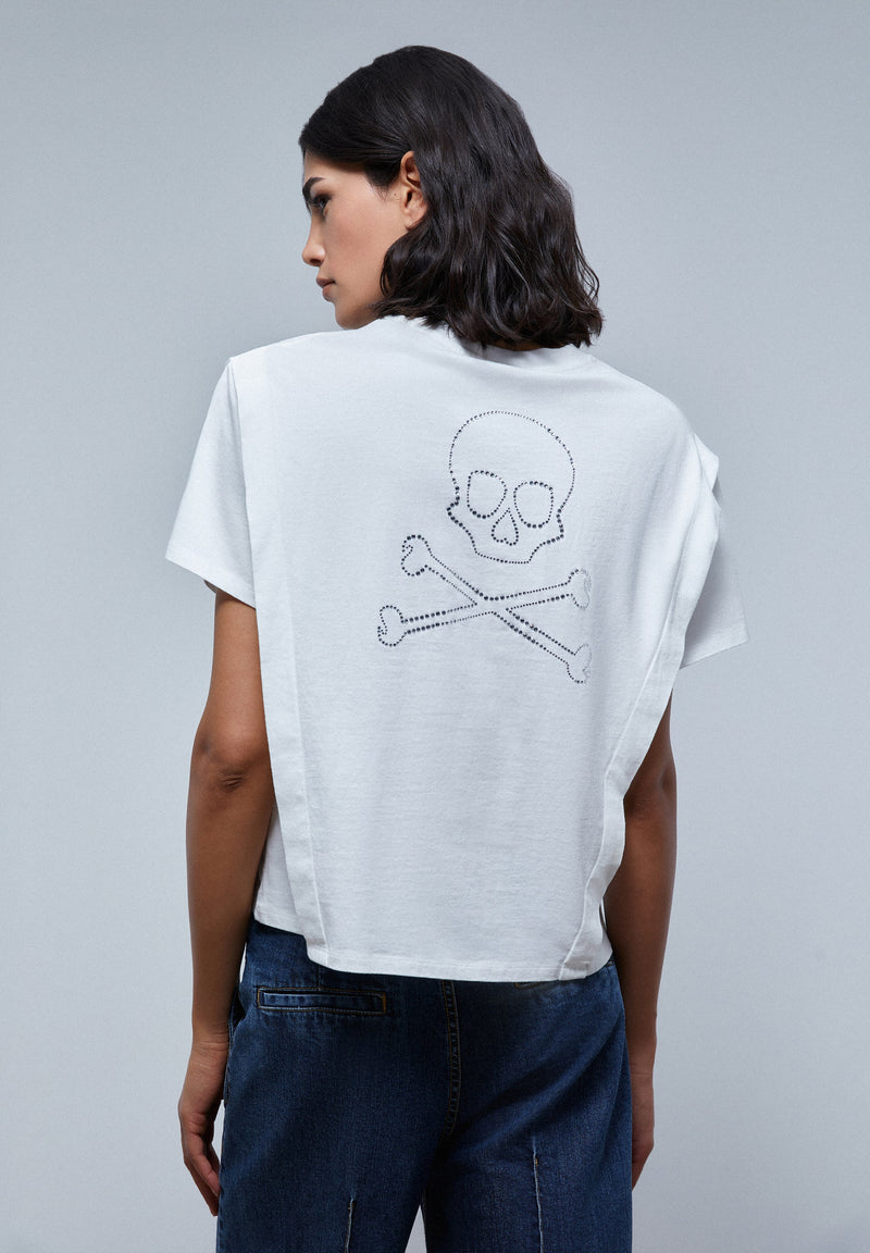 T-SHIRT WITH CRISTAL SKULL ON BACK