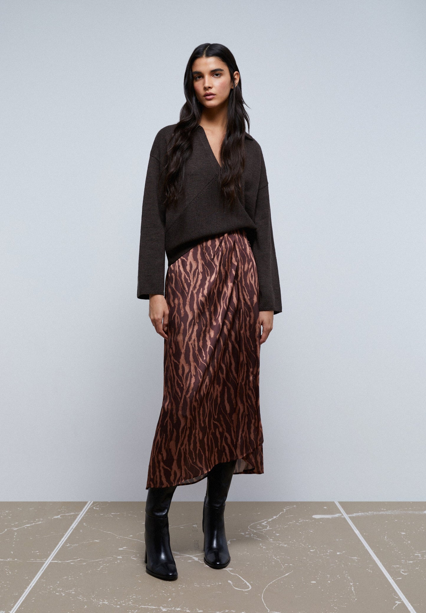 ZEBRA PRINT RUCHED SKIRT