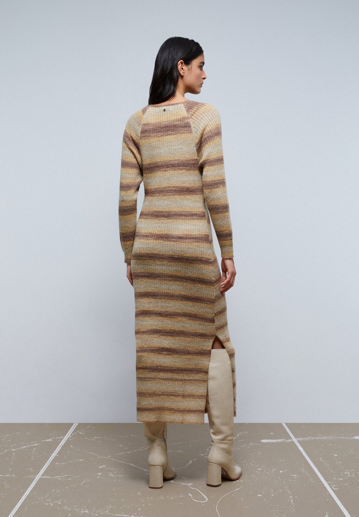 KNITTED MIDI DRESS WITH STRIPES