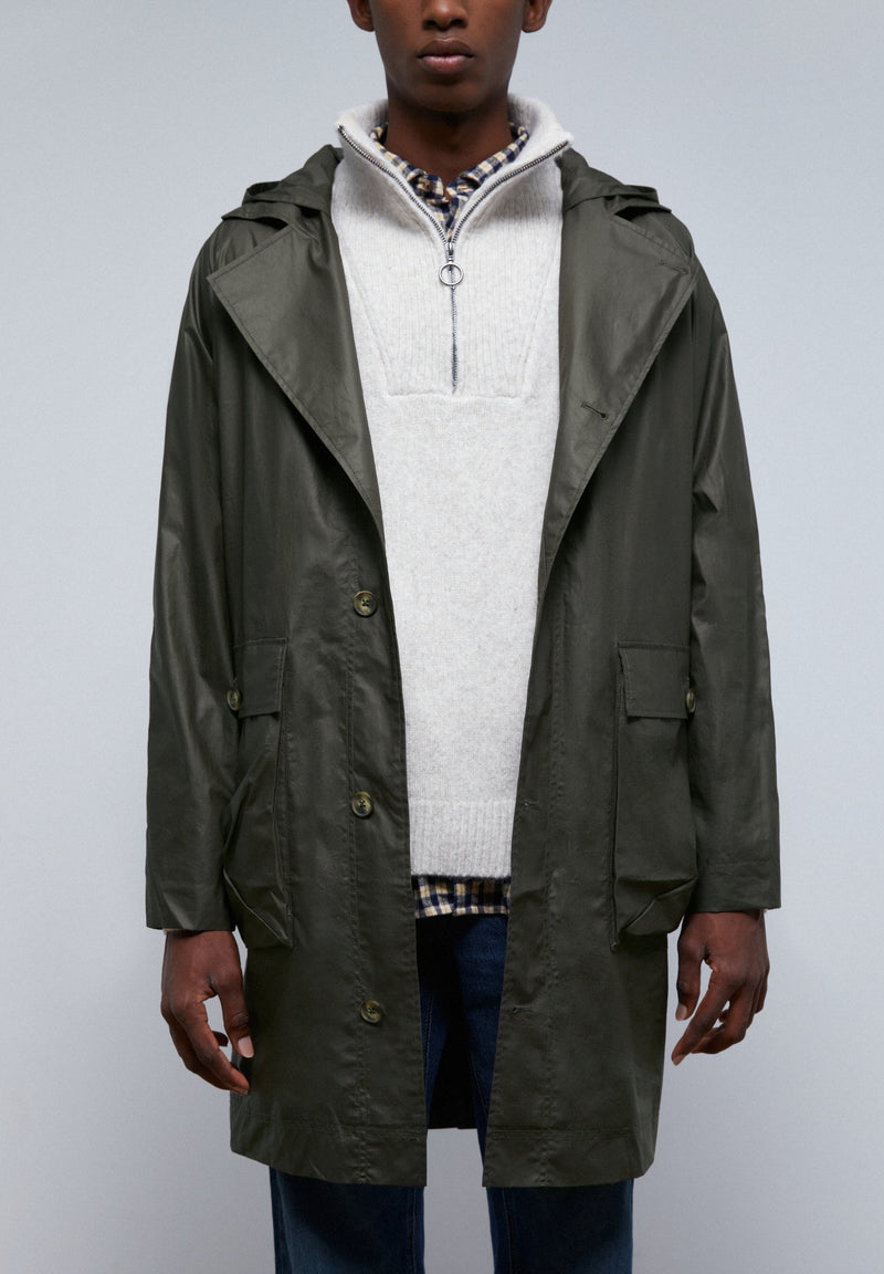WAXED PARKA WITH COLLAR DETAIL