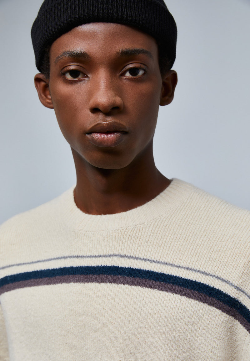 TWO-TONE STRIPE KNIT SWEATER