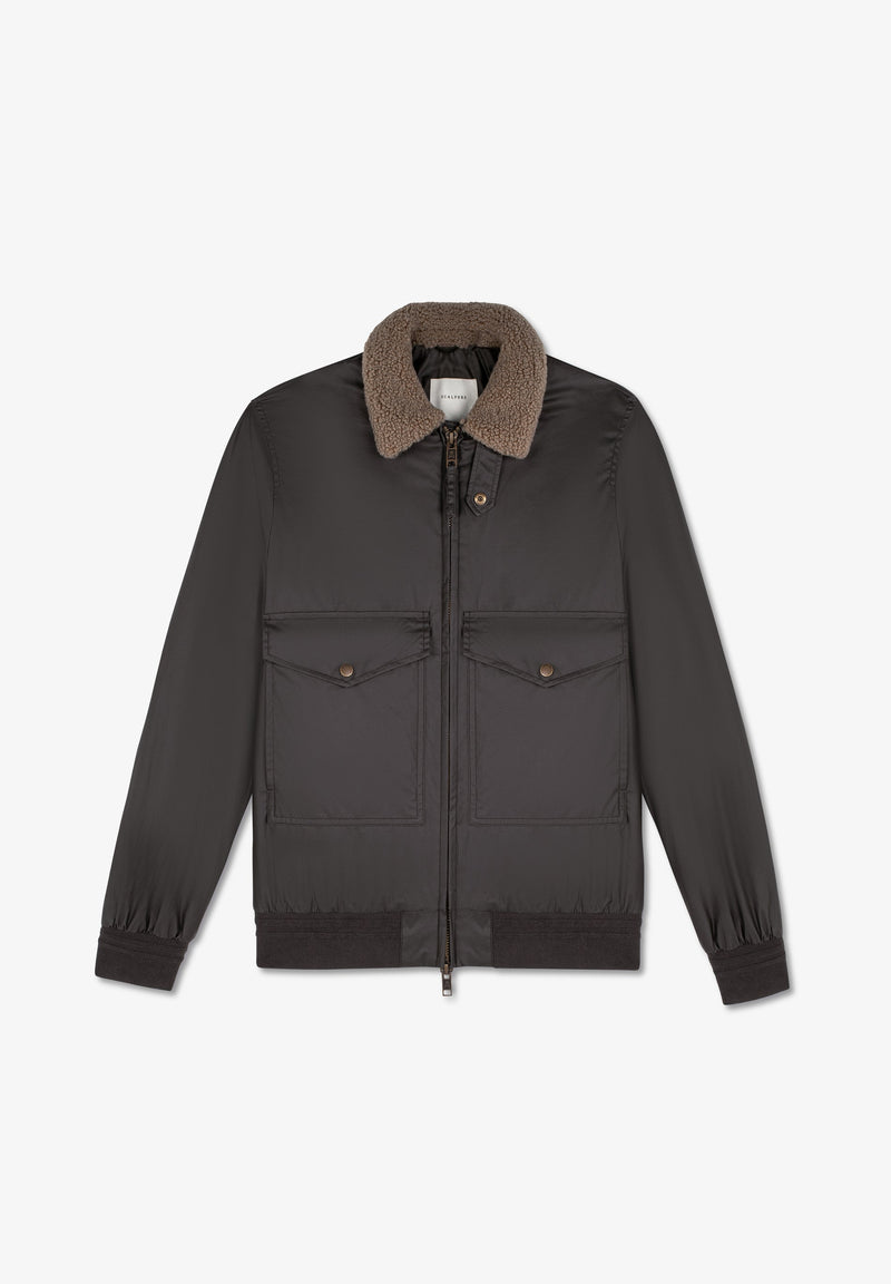 AVIATOR JACKET WITH SHEARLING COLLAR