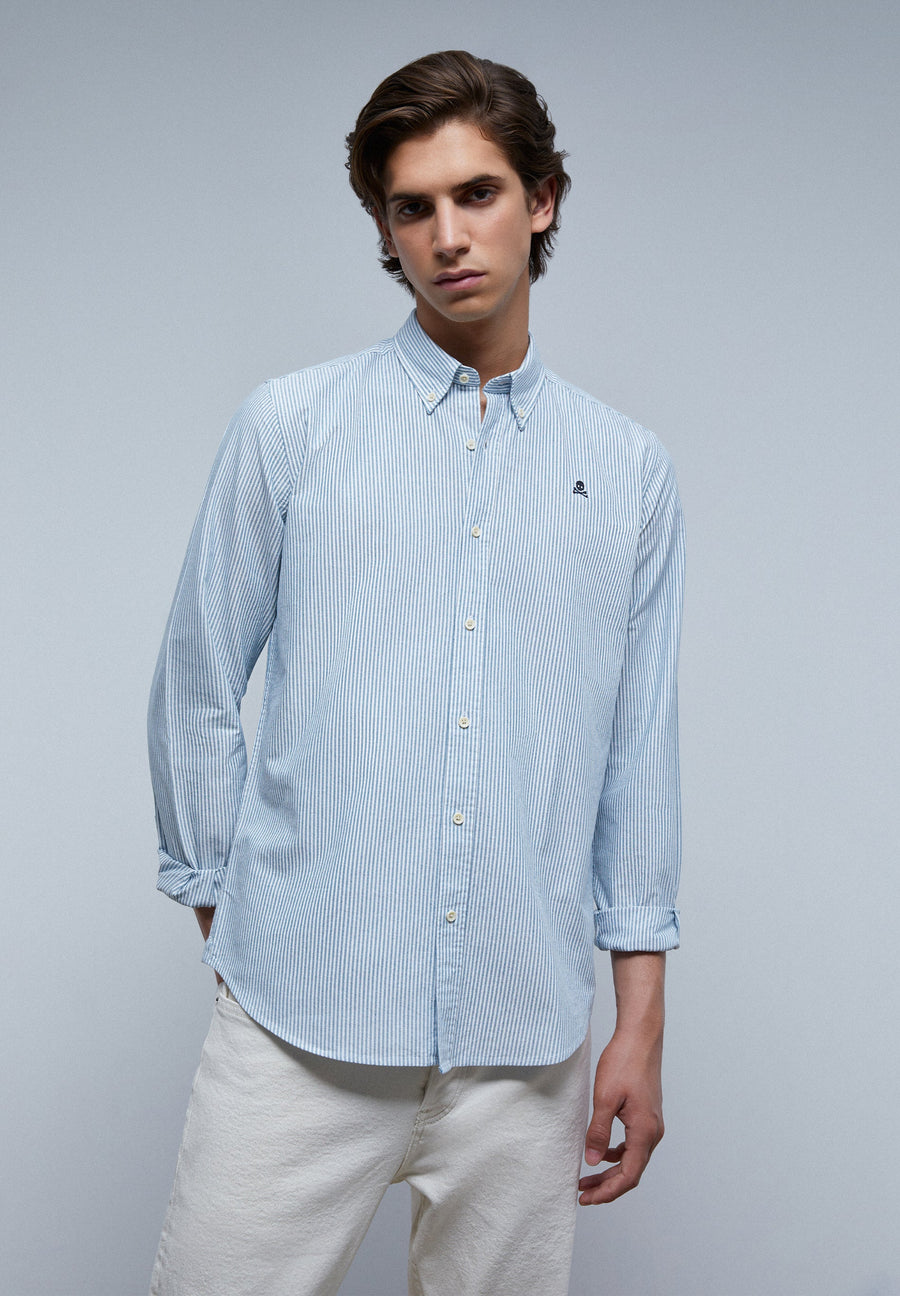 OXFORD SHIRT WITH CONTRAST SKULL PRINT