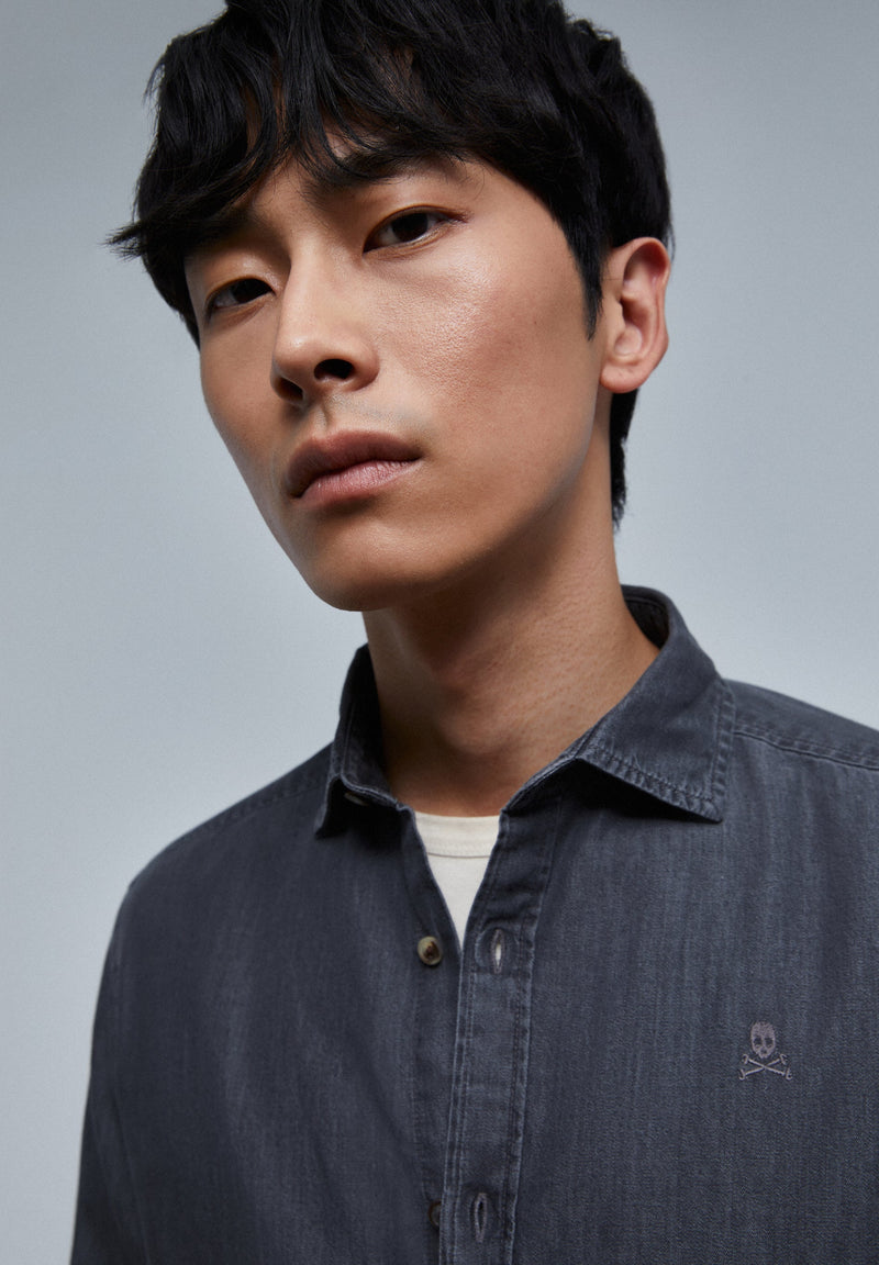 DENIM SHIRT WITH MATCHING SKULL