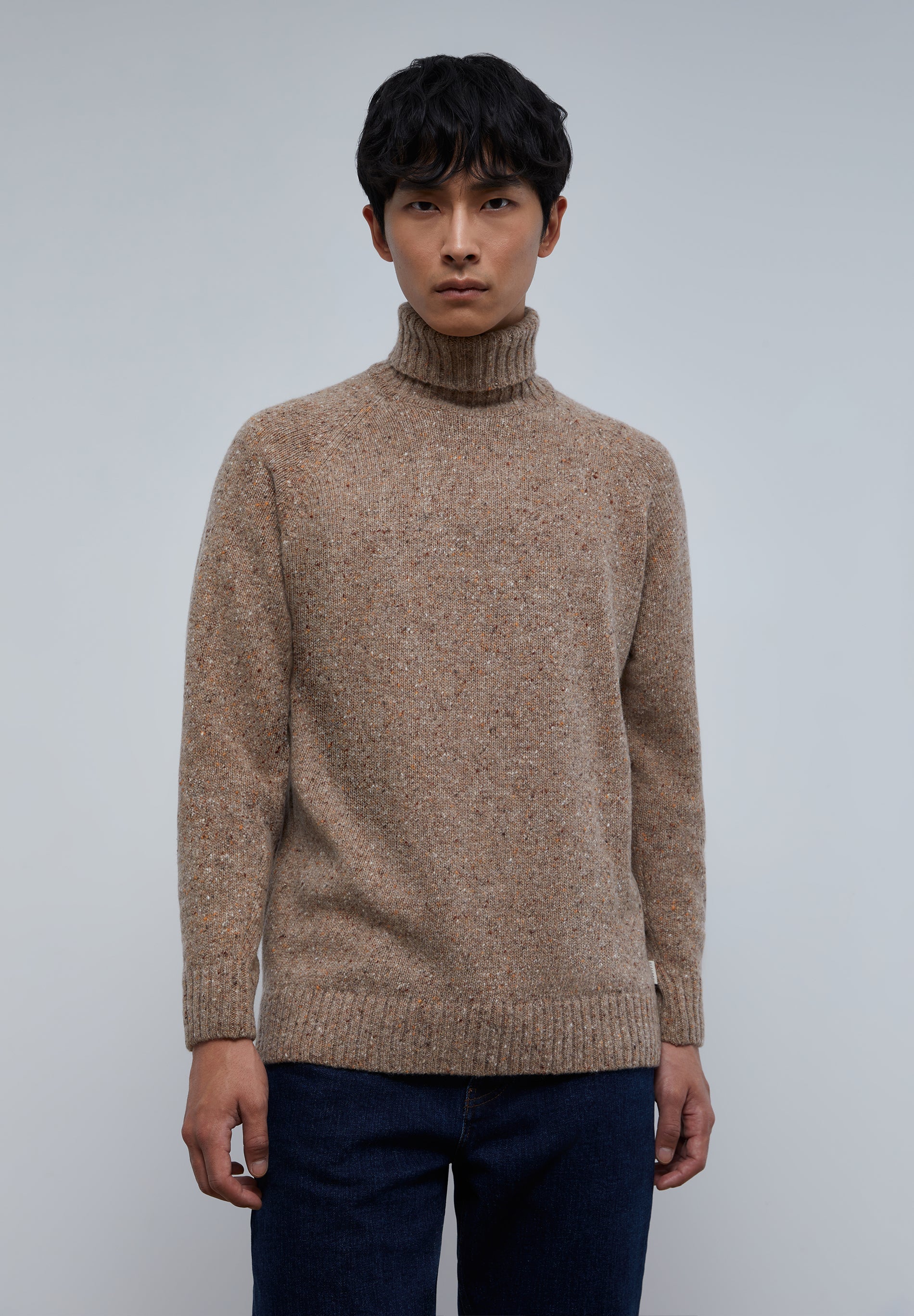 FLECKED SWEATER WITH HIGH COLLAR