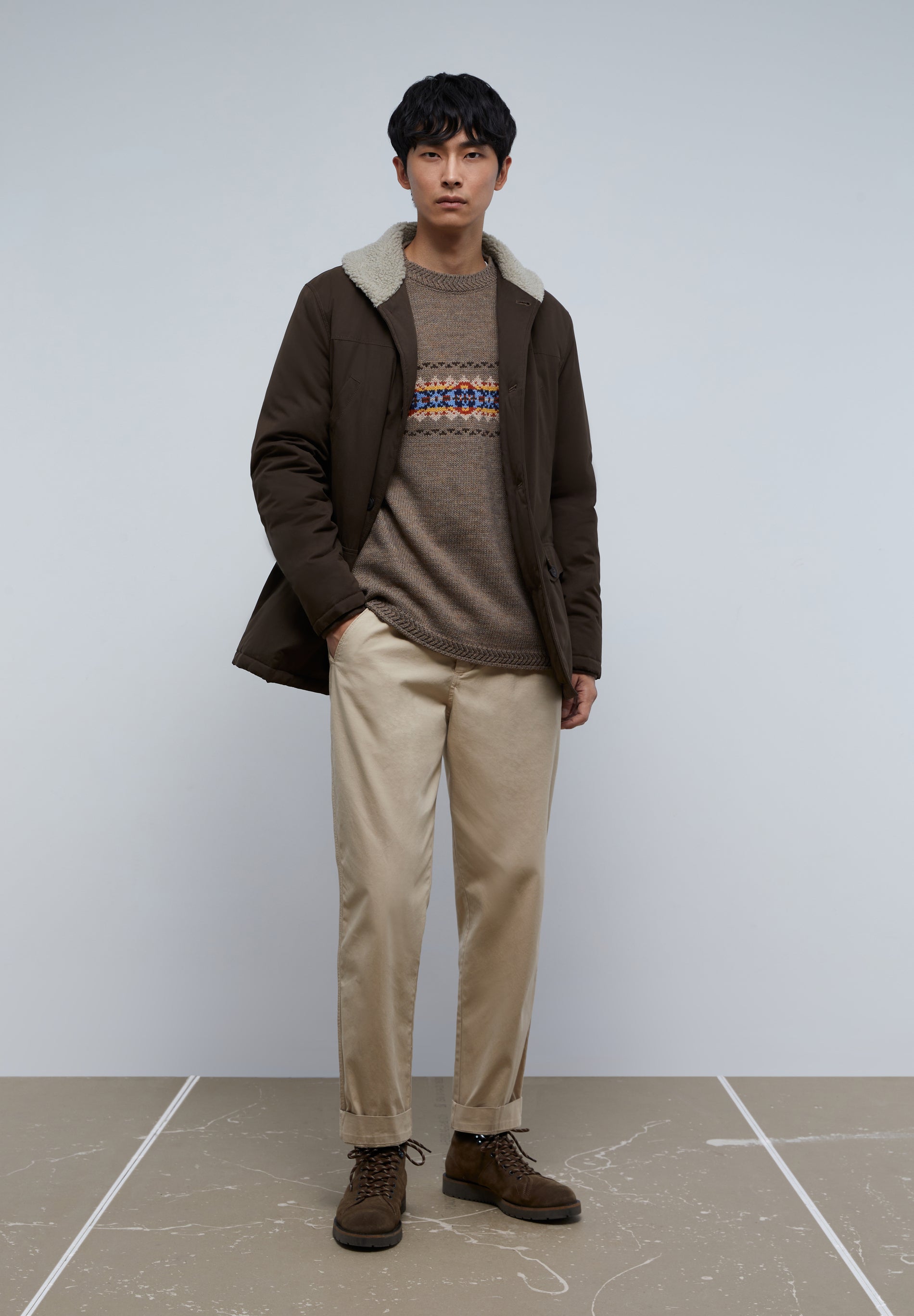 SOFT TOUCH CARDIGAN WITH SHEARLING COLLAR