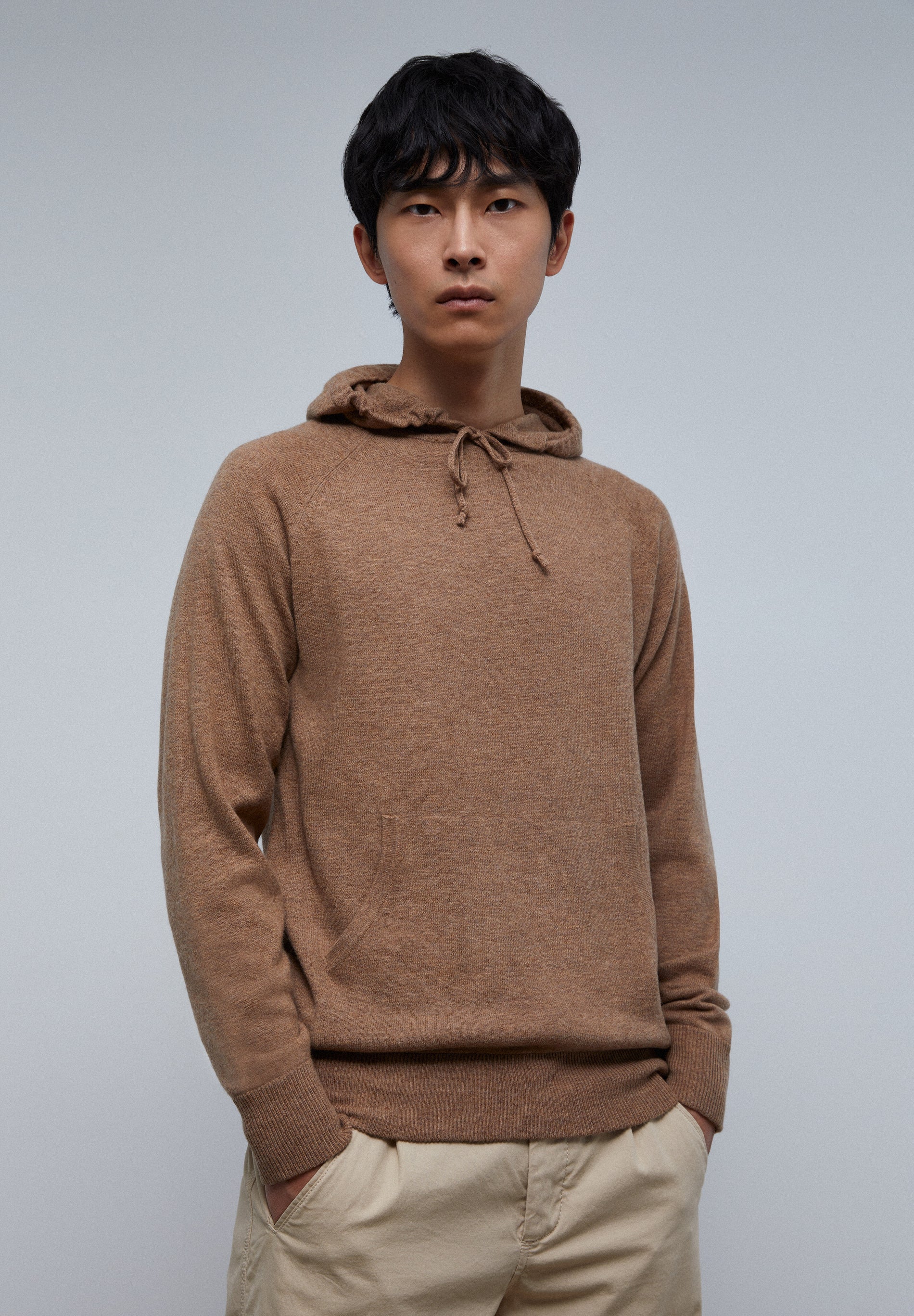 MERINO WOOL SWEATER WITH HOOD