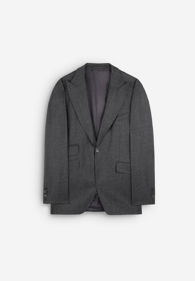 PEAKED LAPEL PREMIUM GREY CHECK SUIT