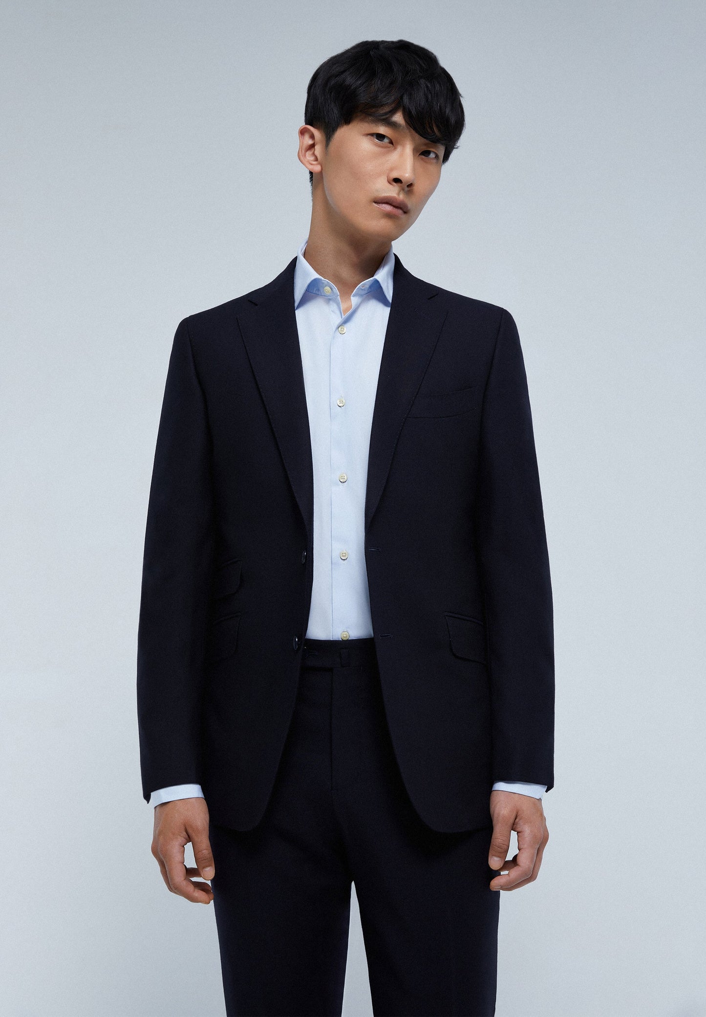 NAVY BLUE WOOL STRUCTURED SUIT