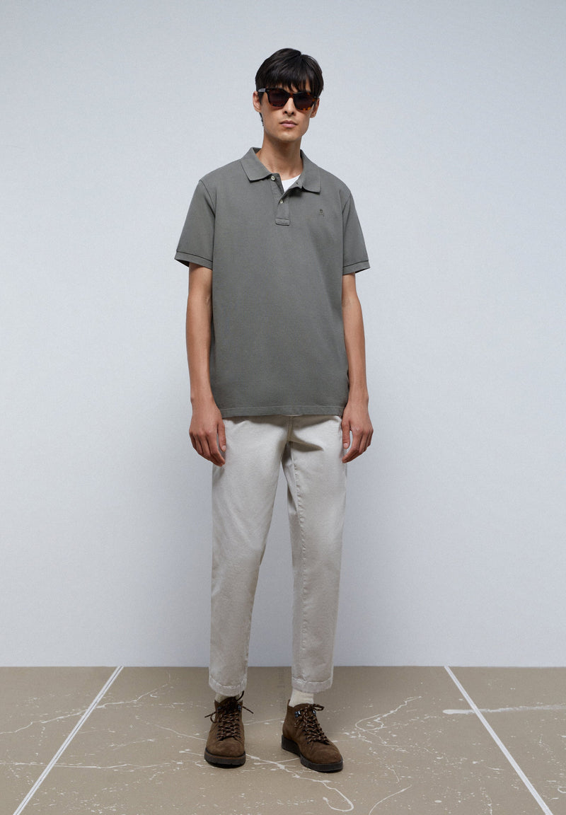 BASIC POLO SHIRT WITH SKULL DETAIL