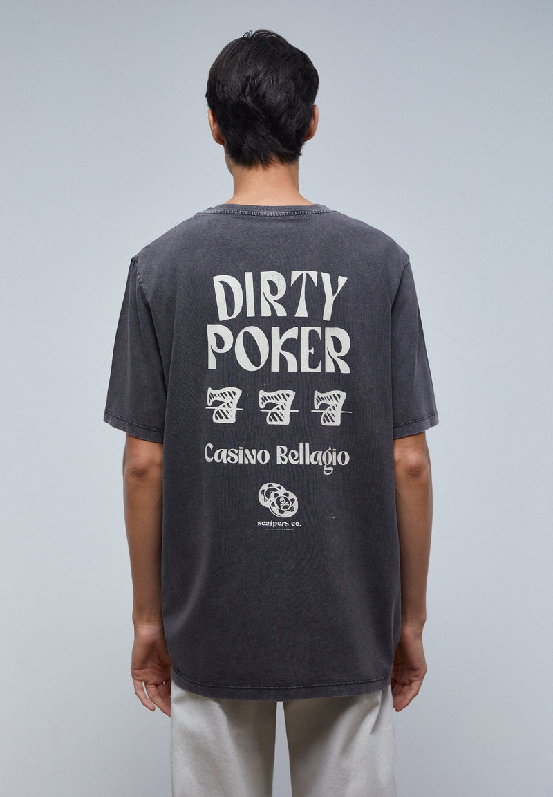 FADED T-SHIRT WITH POKER PRINT