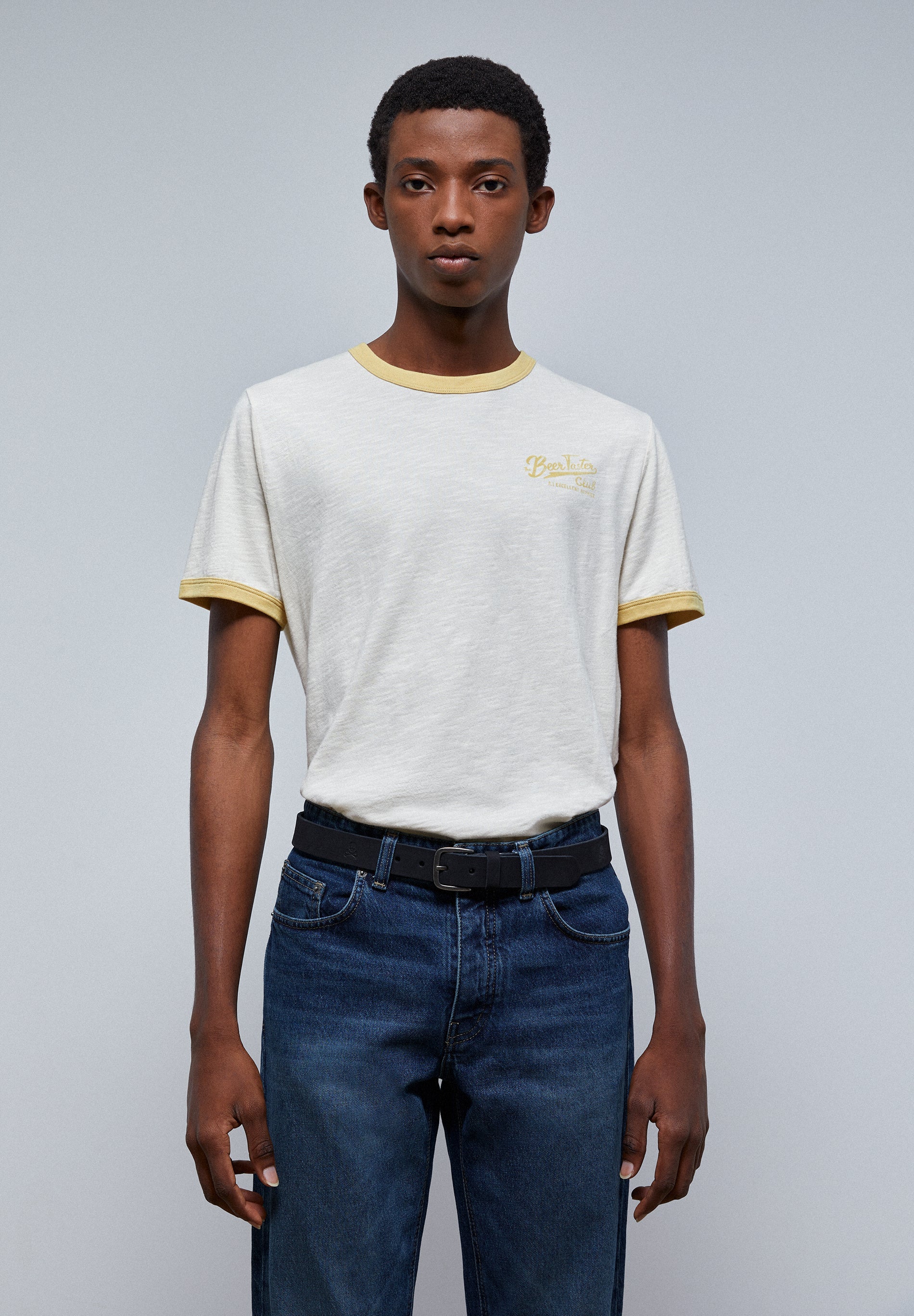 CONTRAST SLUB KNIT T-SHIRT