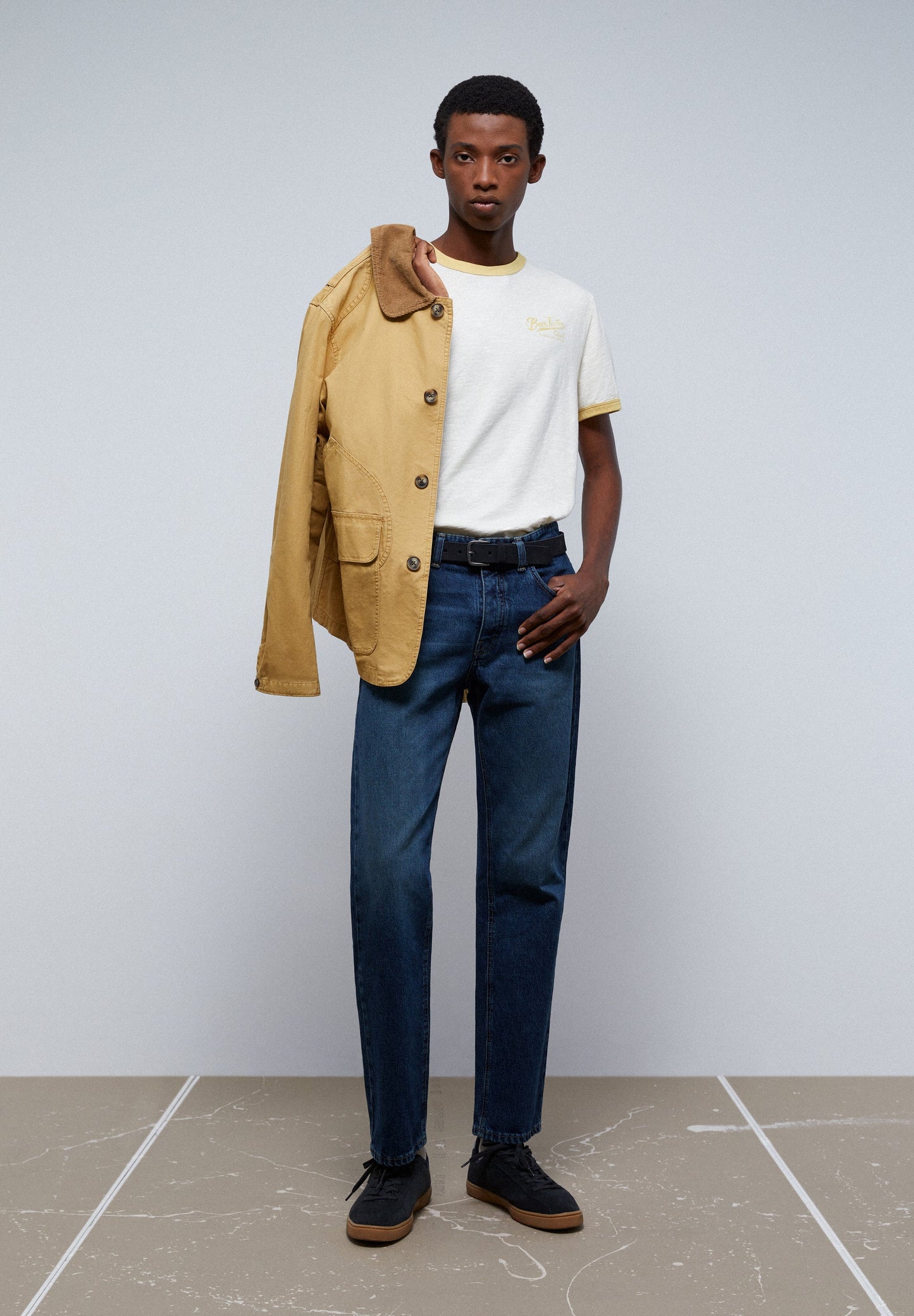 CONTRAST SLUB KNIT T-SHIRT