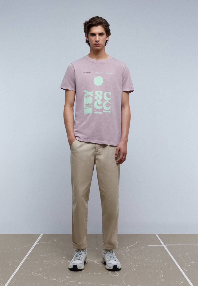 FADED T-SHIRT WITH FRONT PRINT