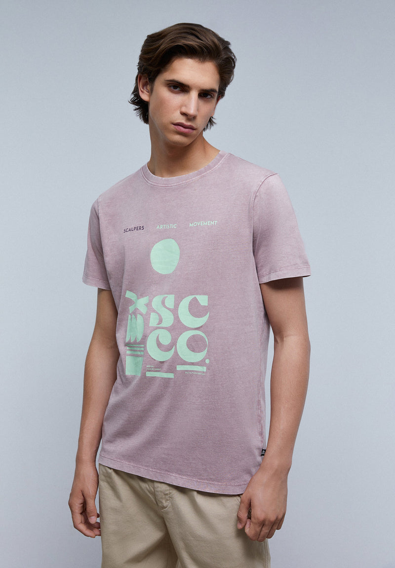 FADED T-SHIRT WITH FRONT PRINT