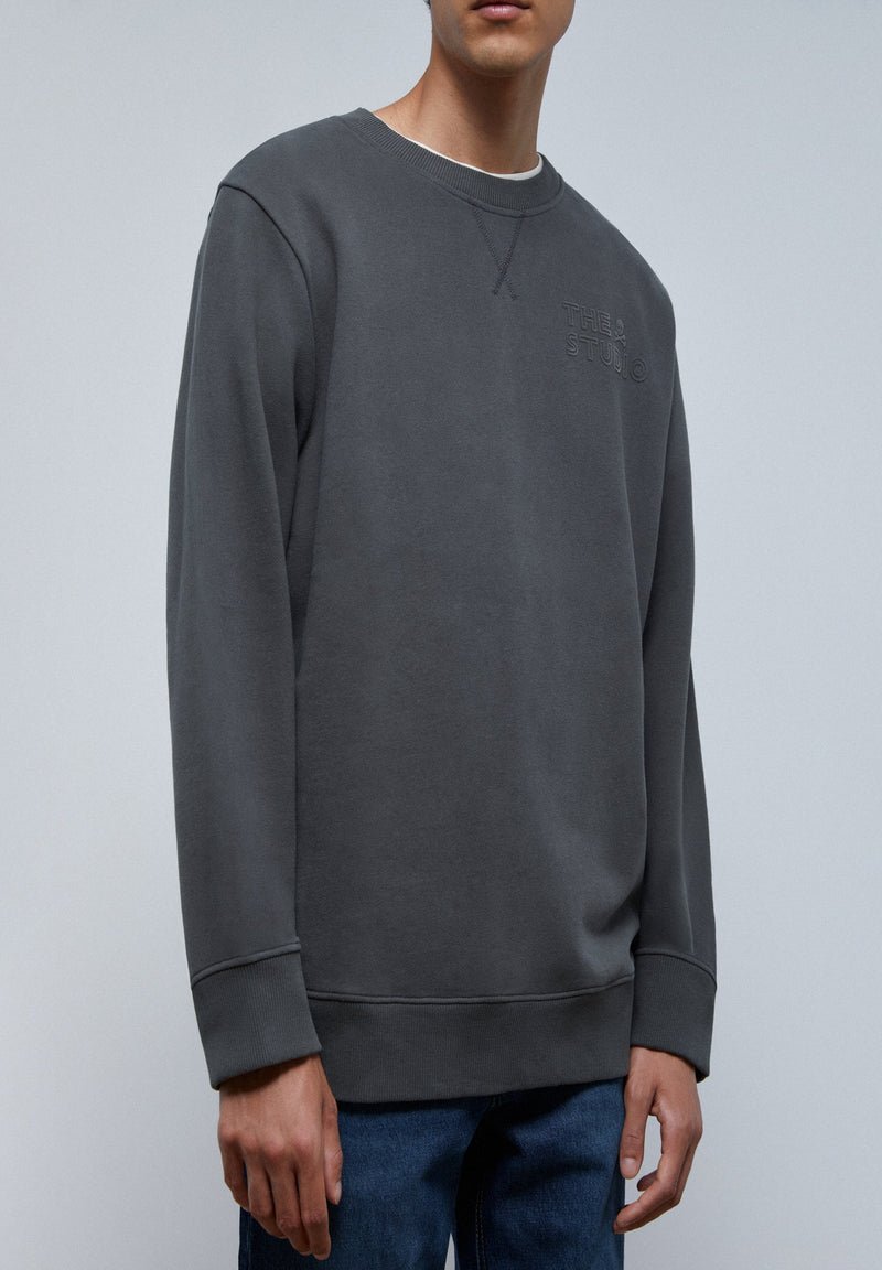 SWEATSHIRT WITH FLOCKED LOGO