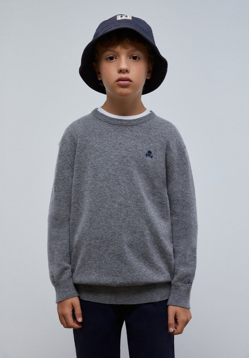 SKULL SWEATER WITH ELBOW PADS
