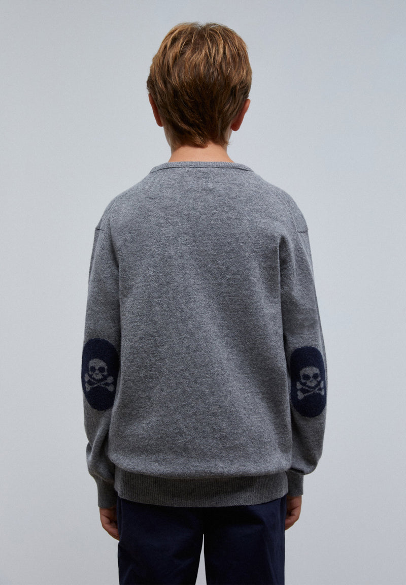 SKULL SWEATER WITH ELBOW PADS