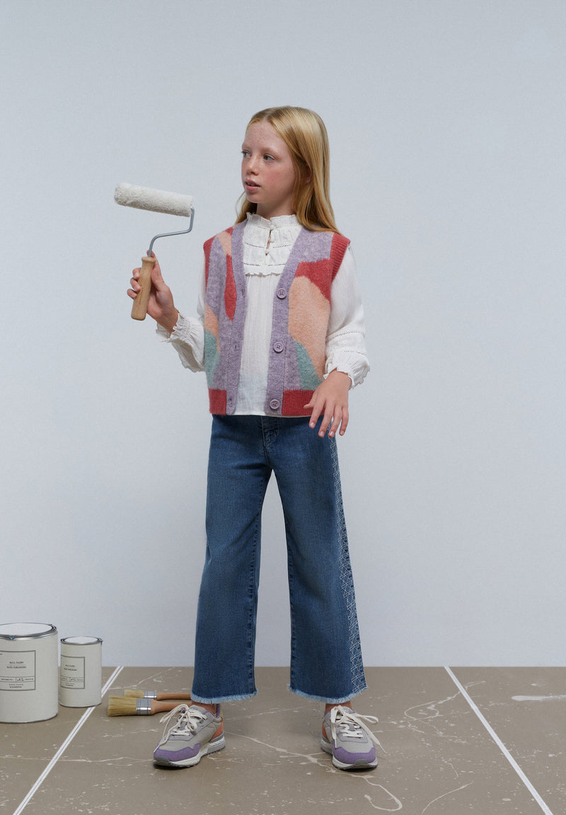 EMBROIDERED YOKE BLOUSE