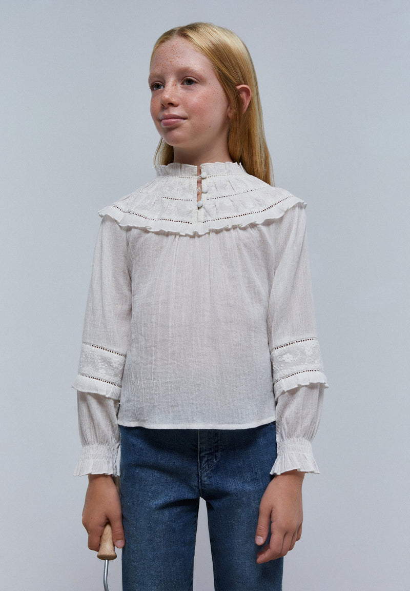 EMBROIDERED YOKE BLOUSE