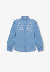 EMBROIDERED DENIM BLOUSE