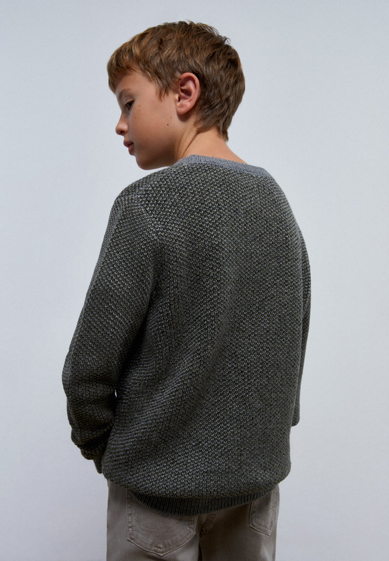 CONTRAST TEXTURED SWEATER