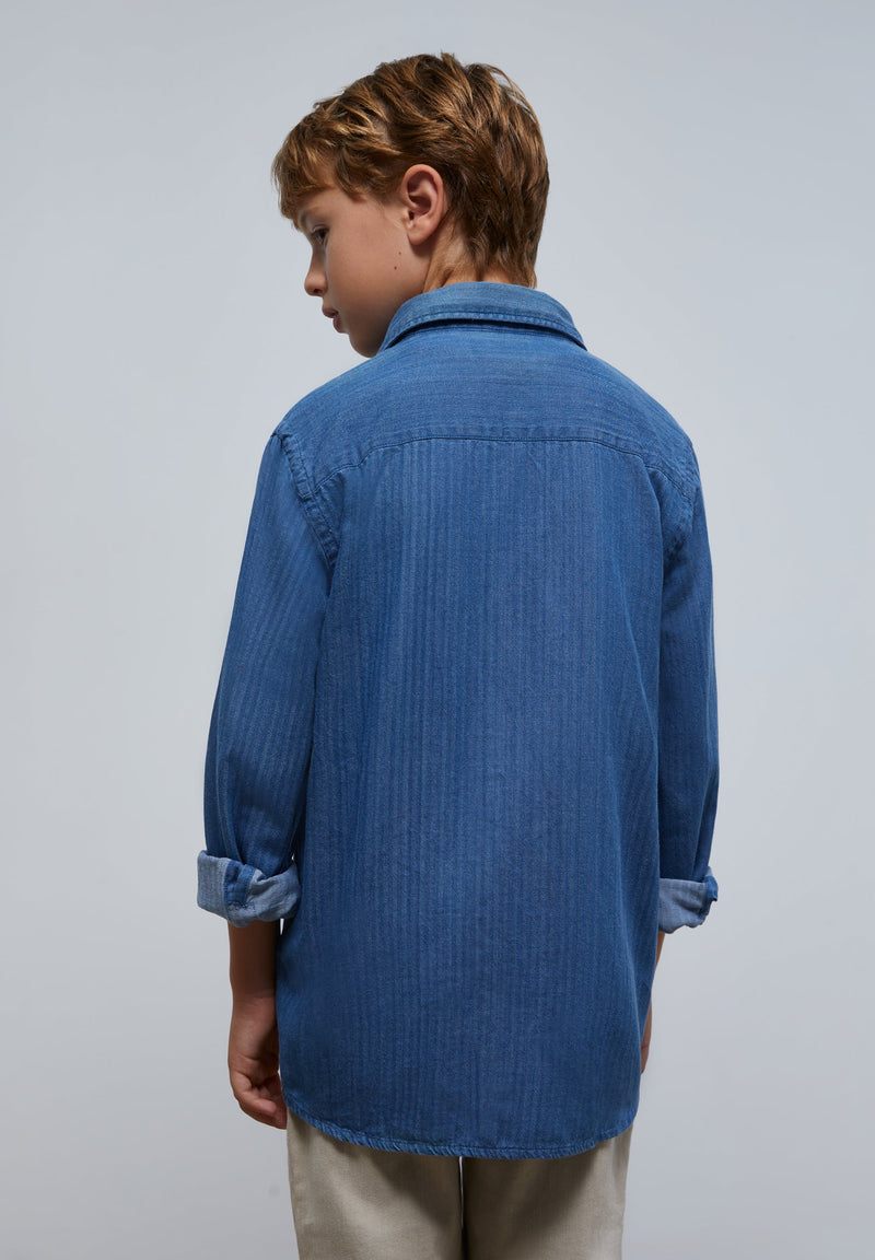CONTRAST DENIM OXFORD SHIRT