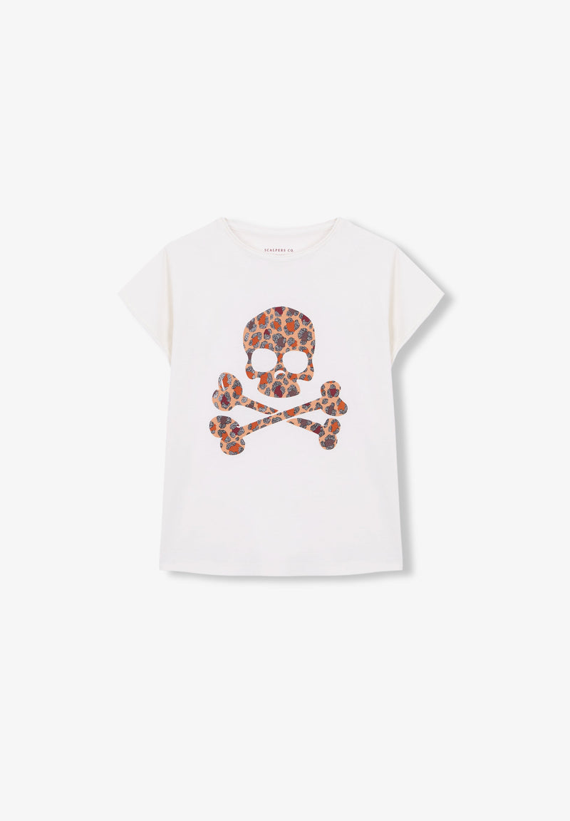 LEOPARD GLITTER SKULL T-SHIRT