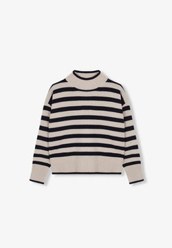 STRIPED HIGH NECK SWEATER