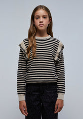 STRIPED SWEATER WITH RUFFLES