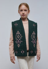 QUILTED WAISTCOAT WITH EMBROIDERED DETAILS