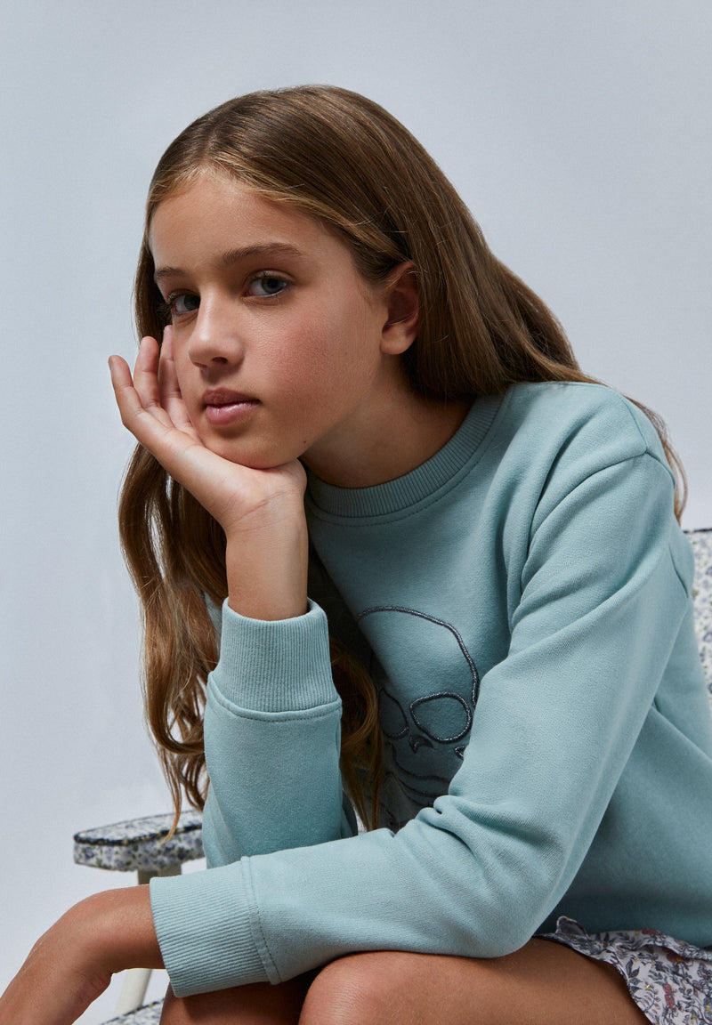 SWEATSHIRT WITH EMBROIDERED SKULL