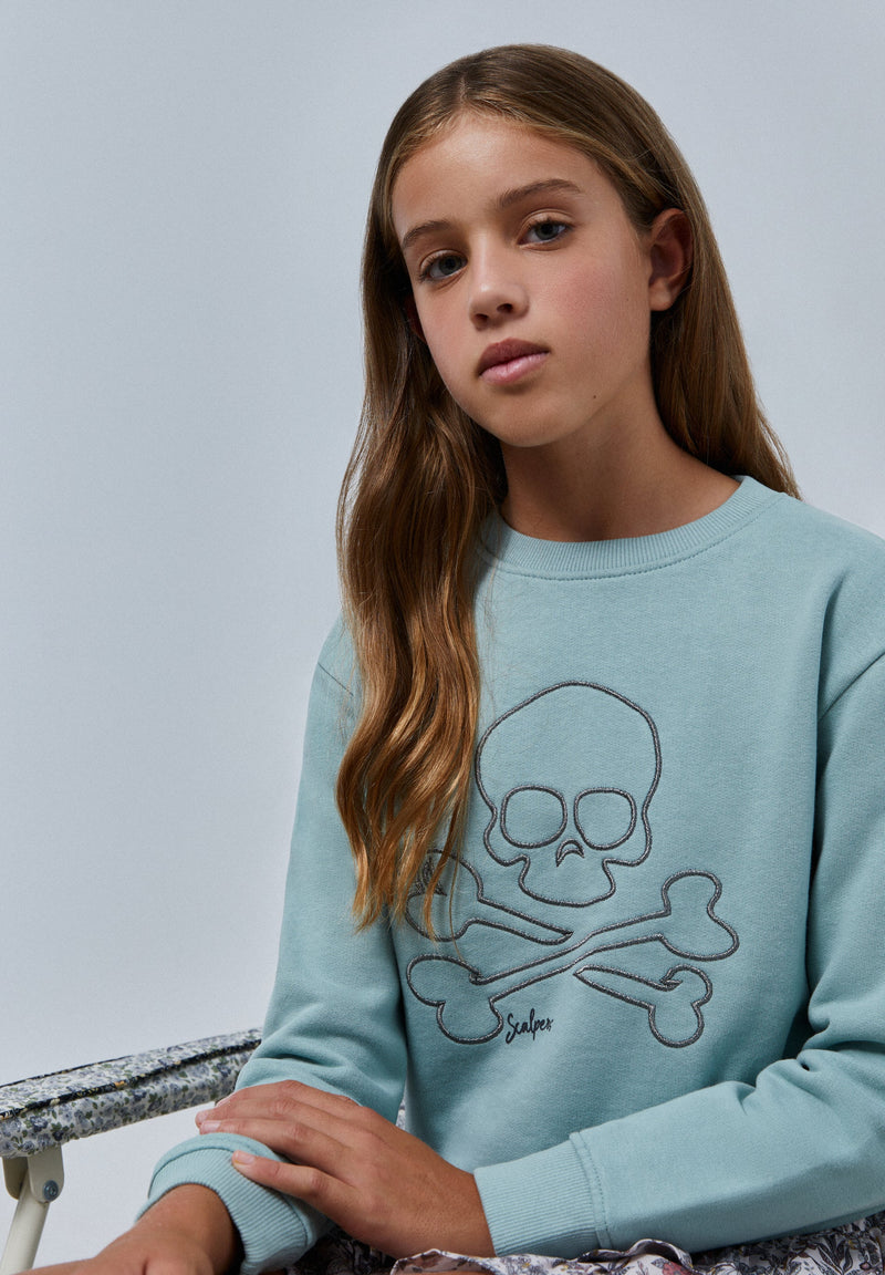 SWEATSHIRT WITH EMBROIDERED SKULL