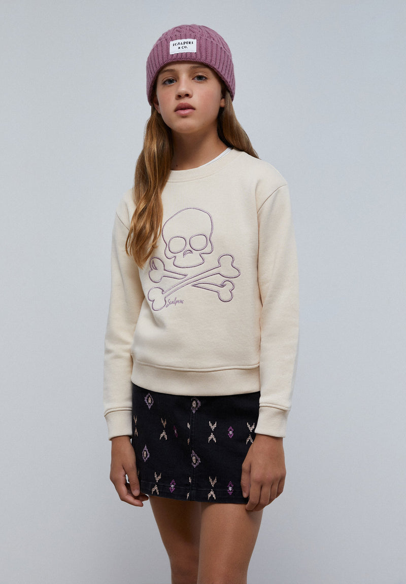 SWEATSHIRT WITH EMBROIDERED SKULL