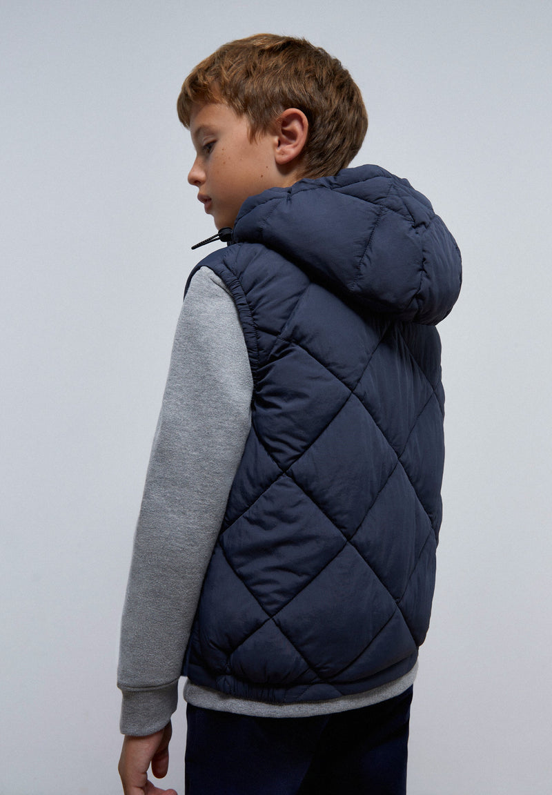 QUILTED GILET WITH HOOD
