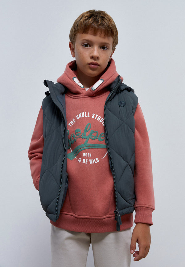 QUILTED GILET WITH HOOD