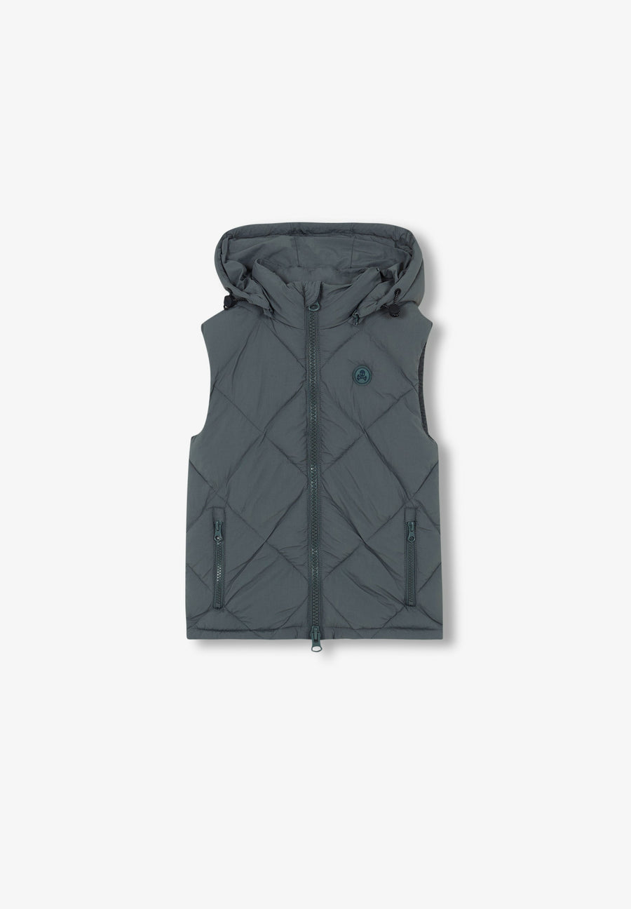 QUILTED GILET WITH HOOD