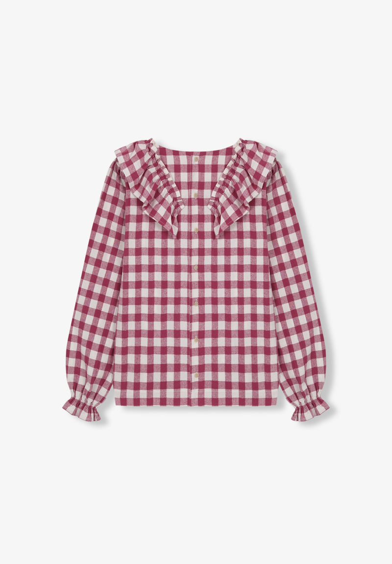 GINGHAM BLOUSE WITH RUFFLE