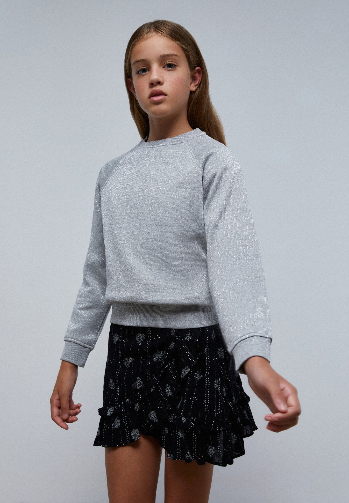 RAGLAN SLEEVE LUREX SWEATSHIRT
