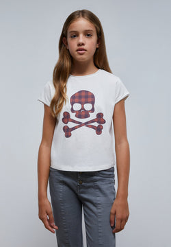 GINGHAM SKULL T-SHIRT