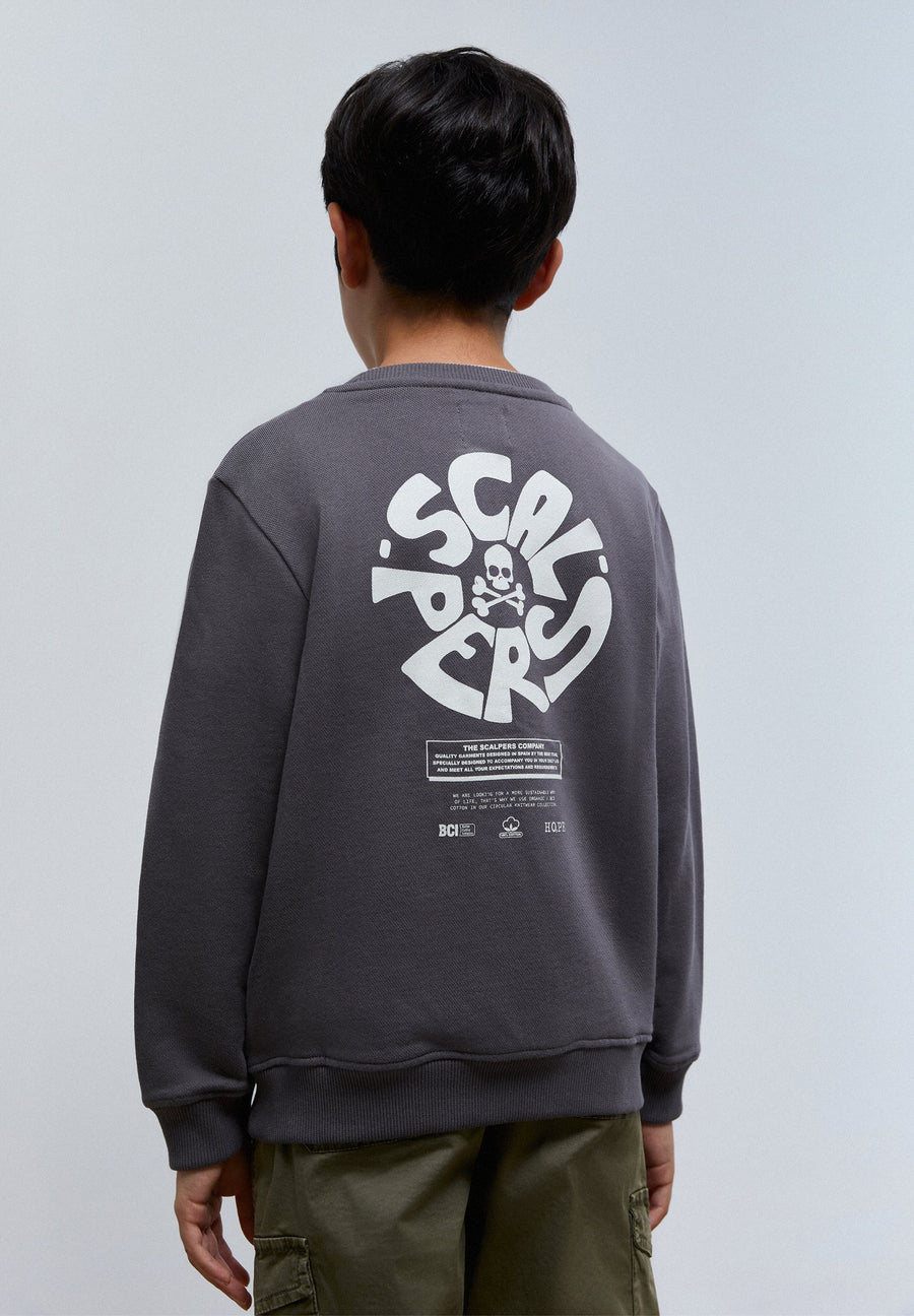 SWEATSHIRT WITH CIRCULAR LOGO PRINT