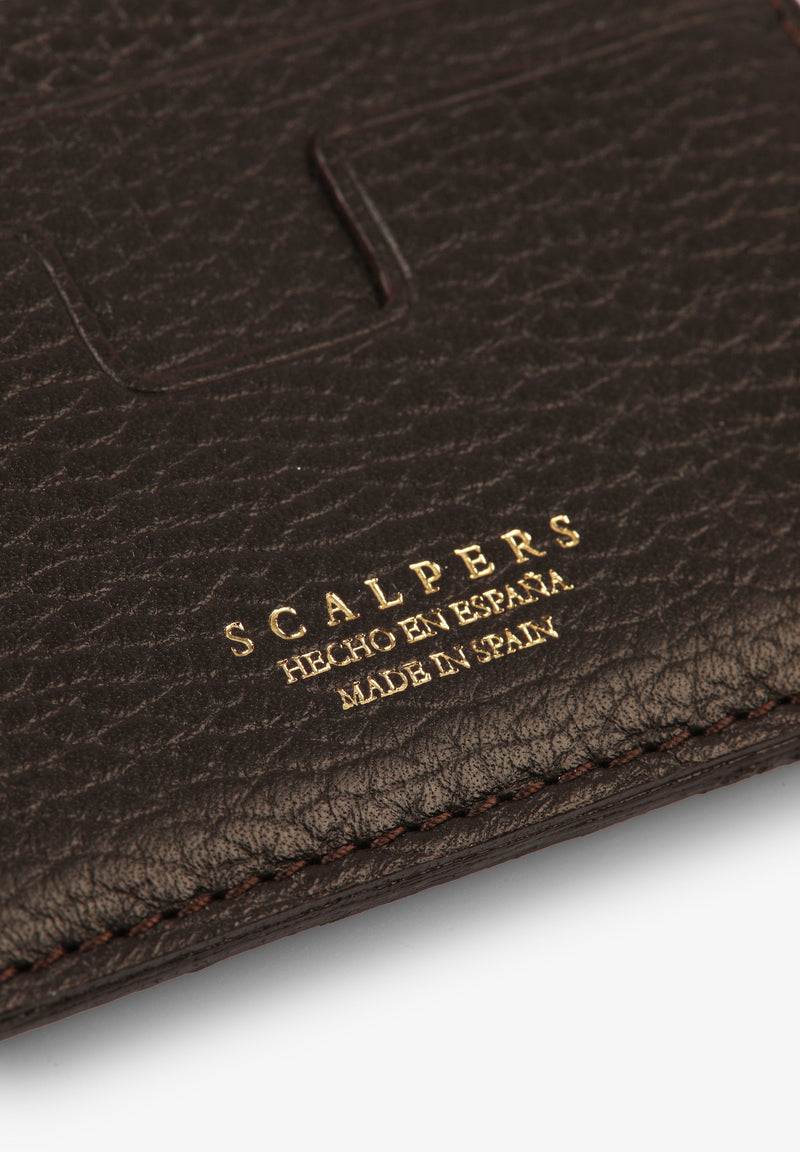 CONTRAST EMBOSSED LEATHER CARD HOLDER